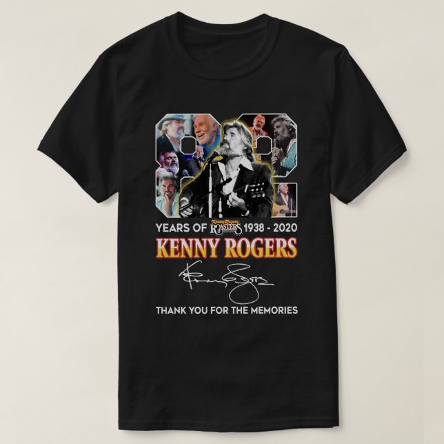 Camiseta 82 anos de Kenny Rogers obrigado você para a memór (Frente do Design)