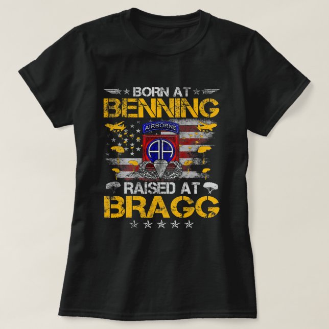 Camiseta 82nd Airborne Veteran Born At Ft Benning Raised Fo (Frente do Design)
