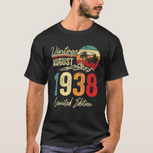 Camiseta 84 anos Vintage agosto de 1938 84º aniversário
