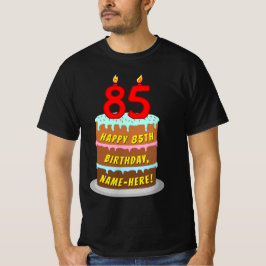 Camiseta 85.o aniversário — Bolo e Velas Divertidas, com no