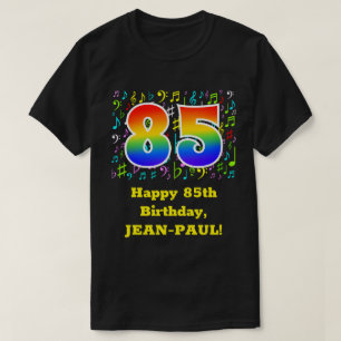 Camiseta 85.o aniversário: Símbolos Musicais Coloridos, R