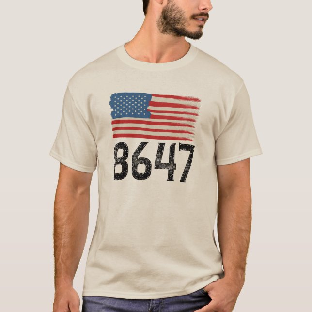 Camiseta 8647 Declaração Política Anti-Trump Americana (Frente)