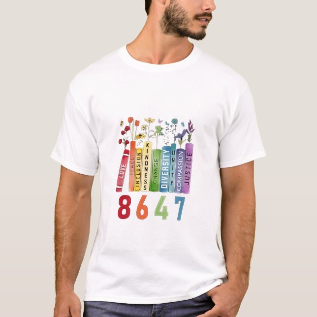 Camiseta 8647 Sutil Anti-Trump Anti MAGA 86 47 LGBT Floral (Frente)