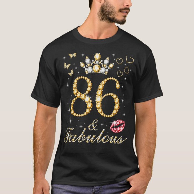 Camiseta 86 e Fabuloso 86. º Aniversário, 86 Anos E Fabul (Frente)