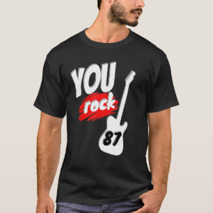 Camiseta 87 Anos 87 Aniversário Guitarra You Rock Musical C
