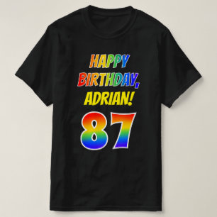 Camiseta 87.o Aniversário — Negrito, Divertido, Rainbow 