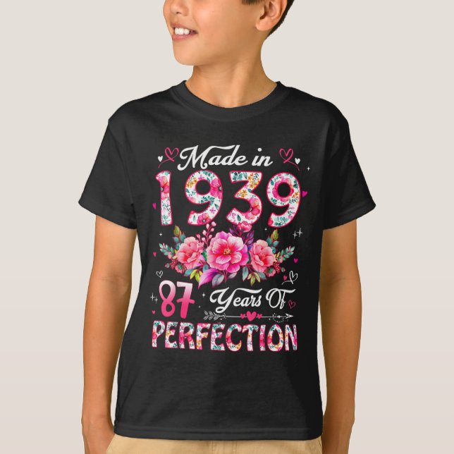 Camiseta 87 Year Old Made In 19&#  Floral 87th Birthday Wo (Frente)