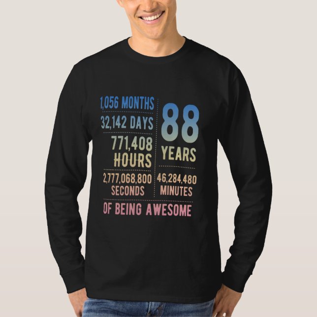 Camiseta 88º aniversário Homens Mulheres Engraçadas 88 anos (Frente)