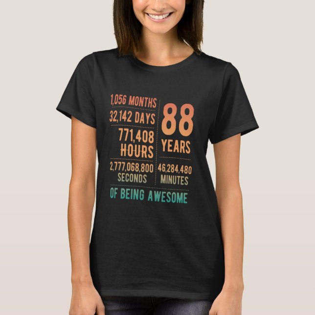 Camiseta 88º aniversário Homens Mulheres Engraçadas 88 anos (Frente)