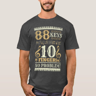 Camiseta 88 Teclas 10 Dedos Amante do Piano Jogadores Músic