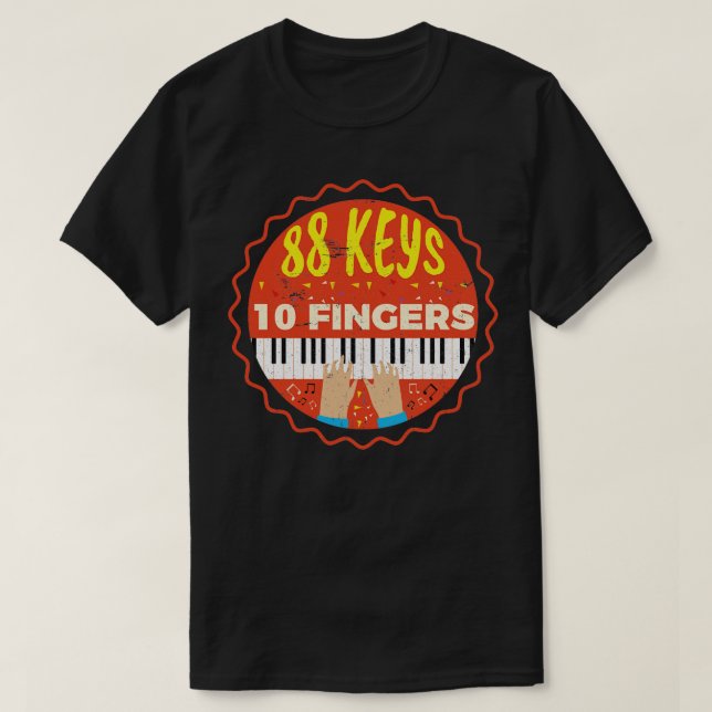 Camiseta 88 Teclas 10 Dedos Piano Pianista Piano Piano (Frente do Design)