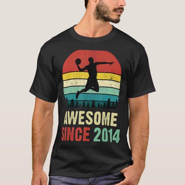 Camiseta 8.º Amo De Basquete De Aniversário Desde 2014 8 An (Frente)