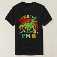 8.º aniversário Dinossauro T Rex Rawr Eu tenho 8 p