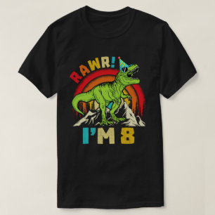Camiseta 8.º aniversário Dinossauro T Rex Rawr Eu tenho 8 p
