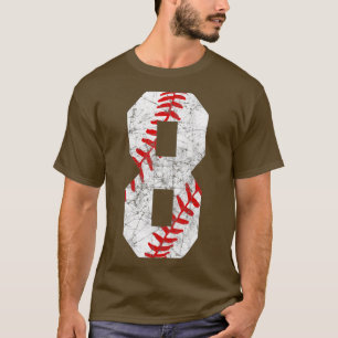 Camiseta 8.º Aniversário do Baseball Grande Número Oito Ano