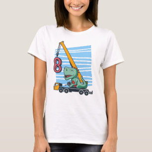 Camiseta 8 anos 8º Aniversário Dinossauro Móvel