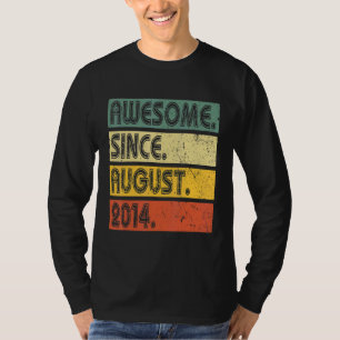 Camiseta 8 anos 8 anos Aniversário do dia 8 desde agosto de