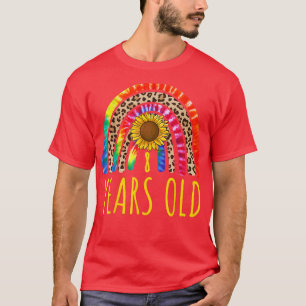 Camiseta 8 anos 8 anos Aniversário Tie Dye Sunflower Lepard