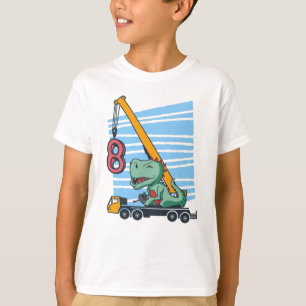 Camiseta 8 anos Aniversário de 8 anos Guindaste Móvel Dinos