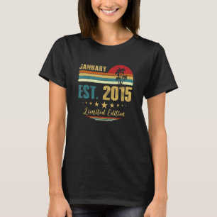 Camiseta 8 anos de idade Janeiro de 2015 8º aniversário
