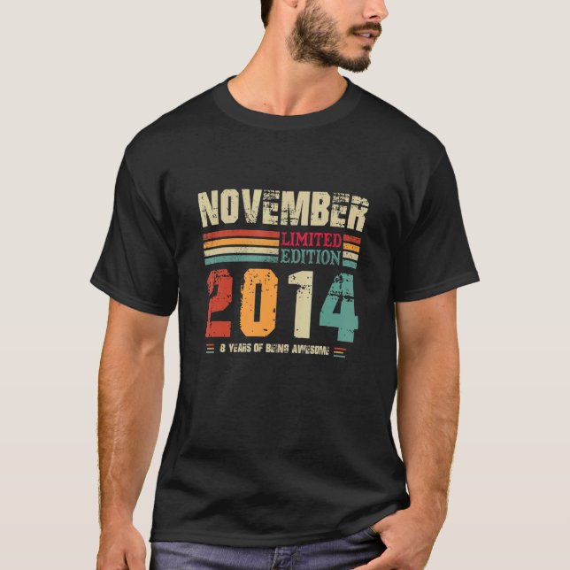 Camiseta 8 Anos De Idade Retrô Awis Desde Novembro (Frente)