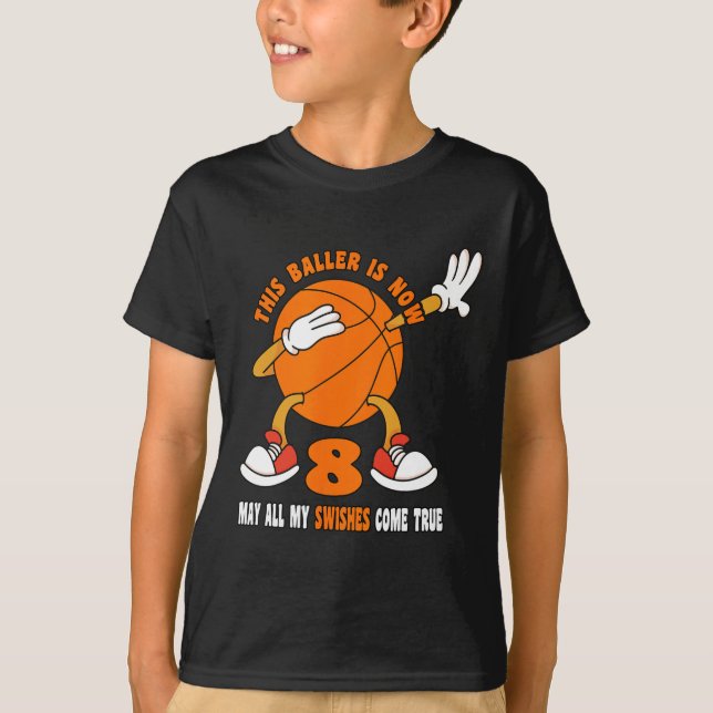 Camiseta 8 anos Feliz 8.º Aniversário Basquete 8.º Aniversá (Frente)