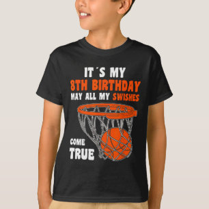 Camiseta 8 anos Feliz 8.º Aniversário Basquete 8.º Aniversá
