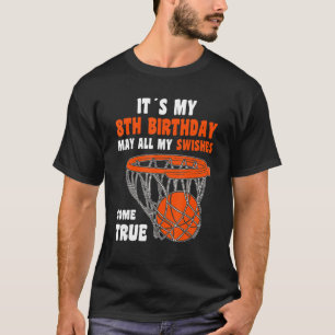 Camiseta 8 anos Feliz 8.º Aniversário Basquete 8.º Aniversá