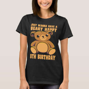 Camiseta 8 anos Feliz 8.º aniversário Beary Feliz 8.º anive