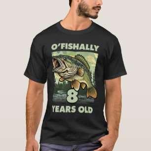 Camiseta 8 anos Pescador O'fishally 8 pescando 8º aniversár