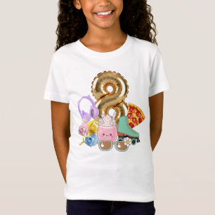 Camiseta 8 Balão Fones de Ouvido Pizza Kawaii Bebida Patins