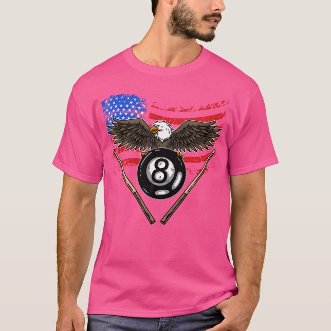 Camiseta 8 Ball Billiard American Flag Player Eagle Bi (Frente)
