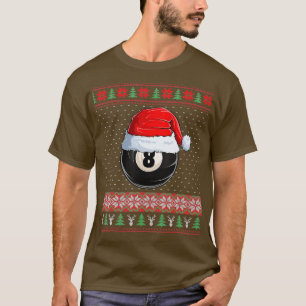 Camiseta 8 Ball Billiard Santa Hat Natal Engraçado Ball San