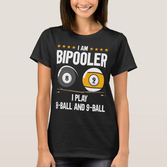 Camiseta 8 Ball e 9 Ball Humor Billiards (Frente)