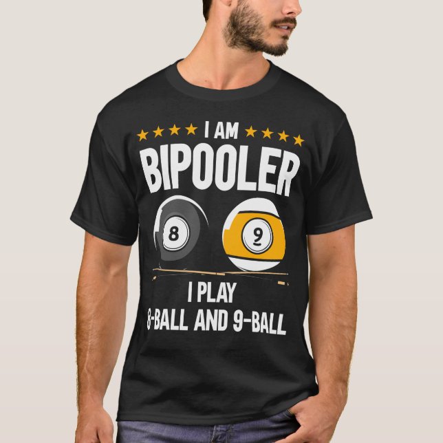 Camiseta 8 Ball e 9 Ball Humor Billiards (Frente)