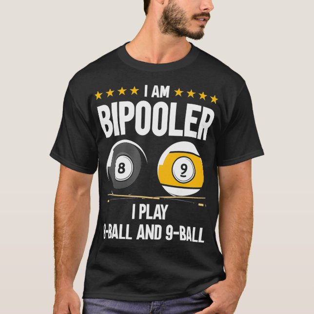 Camiseta 8 Ball e 9 Ball Humor Billiards (Frente)