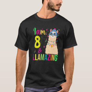 Camiseta 8 Balões de Aniversário de Lhama óculos de sol Lha