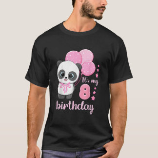 Camiseta 8 Balões K Panda É Meu 8º Aniversário