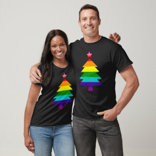 Camiseta 8 Bandeja LGBT Bandeira Arco-íris Árvore de Natal