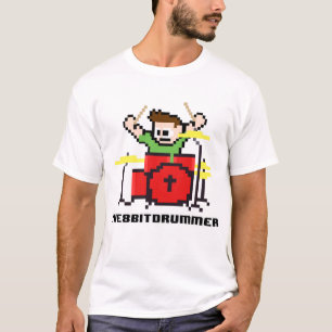Camiseta 8 Bits Bateria Bit Drummer Geek