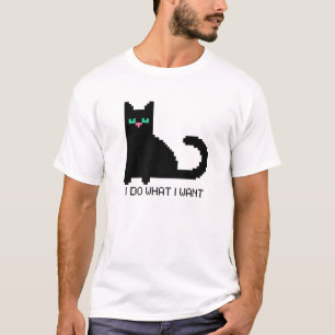 Camiseta 8 Bits Digital Art Crypto Pixel Black Cat I DO O q