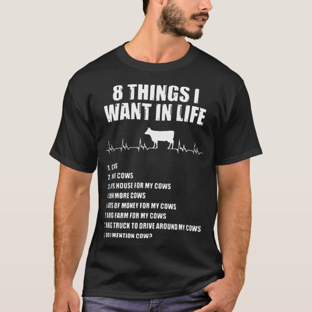 Camiseta 8 coisas que quero na vaca viva (Frente)