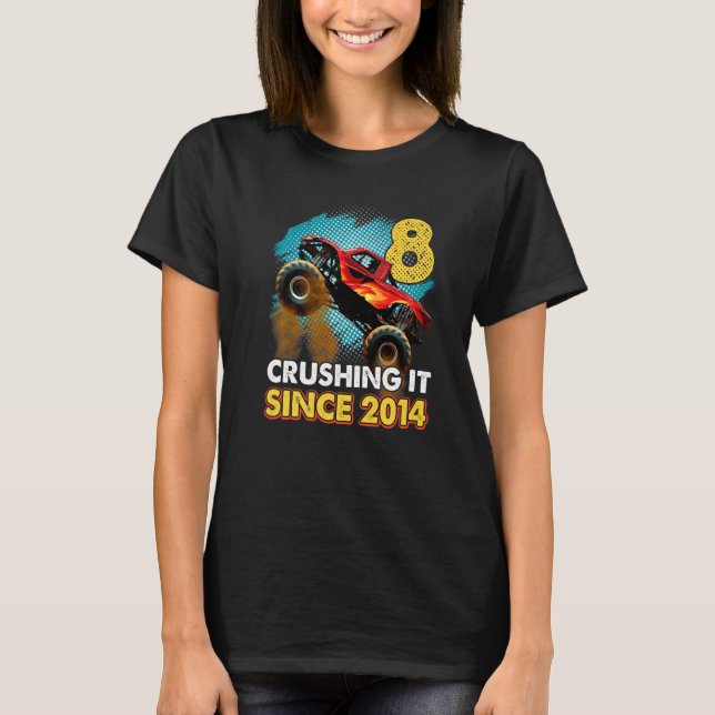 Camiseta 8 Esmagando Desde 2014 Monster Truck 8. º Aniversá (Frente)
