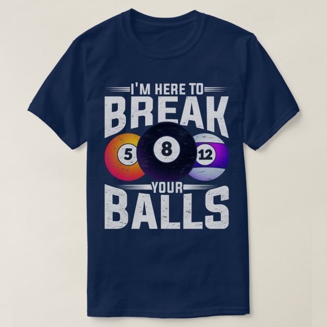 Camiseta 8 Jogador de Piscina Engraçado Billiard (Frente do Design)