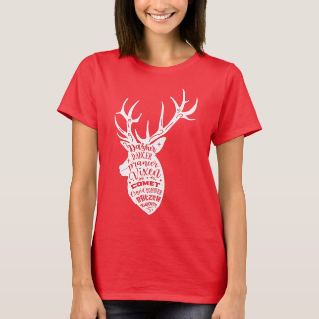 Camiseta 8 Pequenas Renas 🦌 Papais noeis de Natal (Frente)