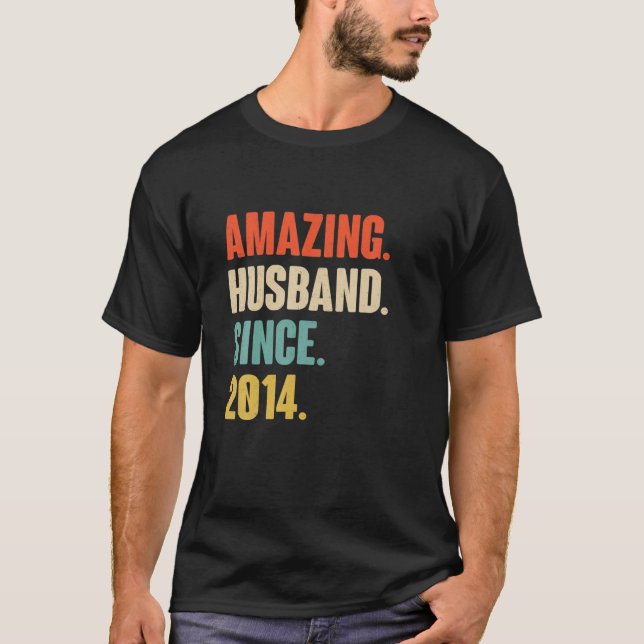 Camiseta 8 Wedding Aniversary Gift Him - Amazing Husband Si (Frente)