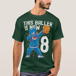 Camiseta 8 Year Old Baseball Birthday 8th Baller Player Boy