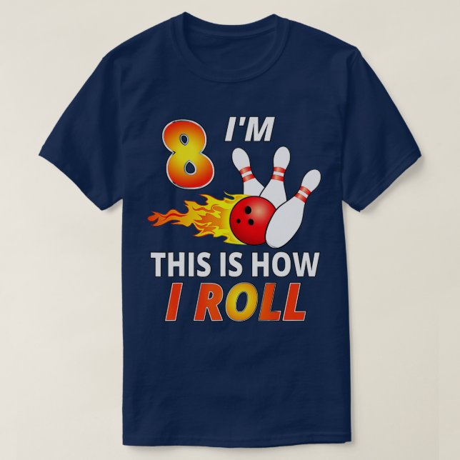 Camiseta 8 year old bowling birthday Boy  Funny Bowler Girl (Frente do Design)