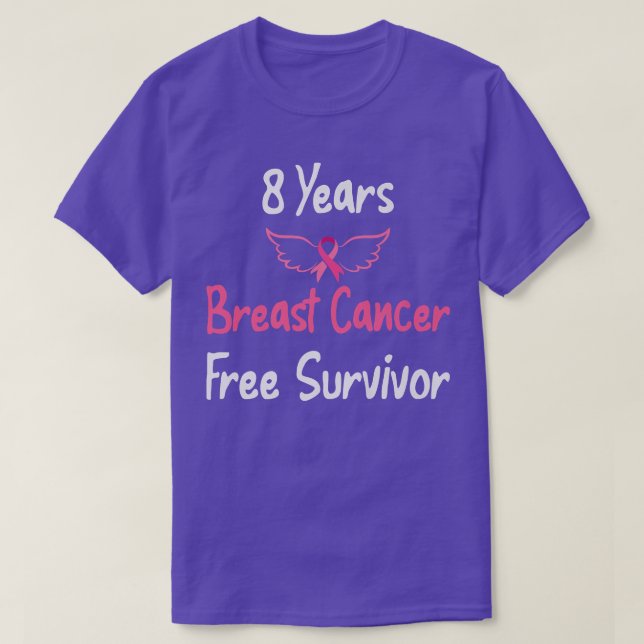 Camiseta 8 Years Breast Cancer Free Pink Breast Cancer Surv (Frente do Design)