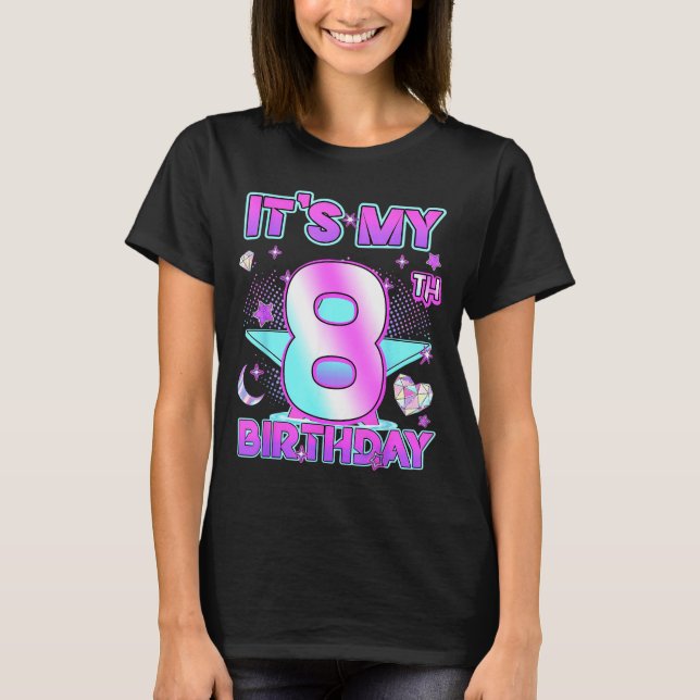 Camiseta 8 Years Old Birthday Kp Kids 8th Birthday Girls K- (Frente)